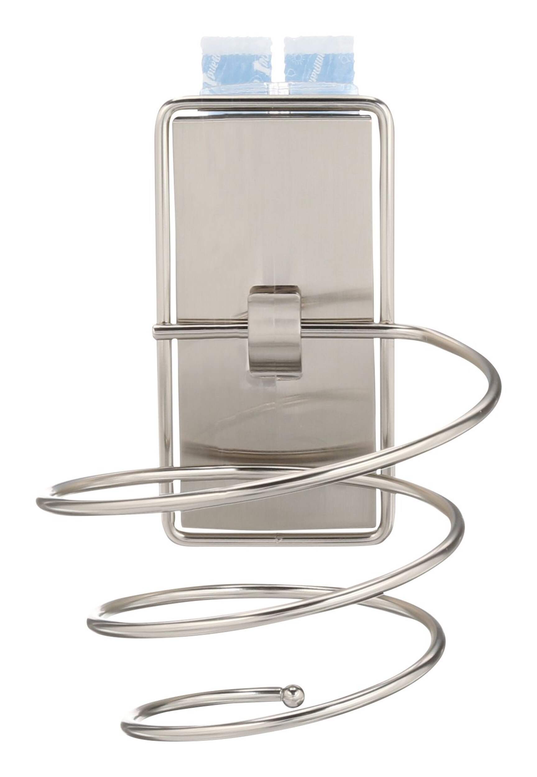 3M Command Rust-Resistant Hair Dryer Holder, Satin Nickel Front_Flat