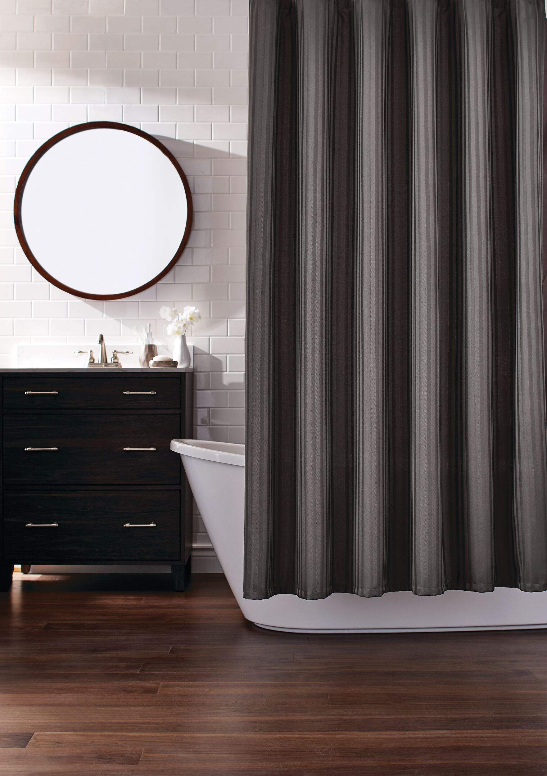 CANVAS Fabric Machine Wash Charcoal Shower Curtain, 72-in x 72-in Composite_or_Mixed