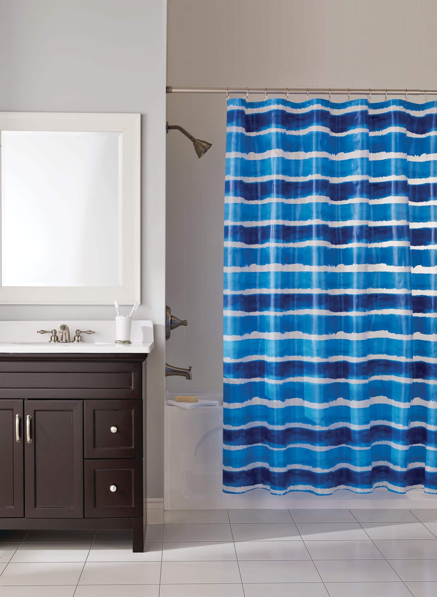 For Living PEVA Stripes Shower Curtain, 72-in x 72-in Composite_or_Mixed
