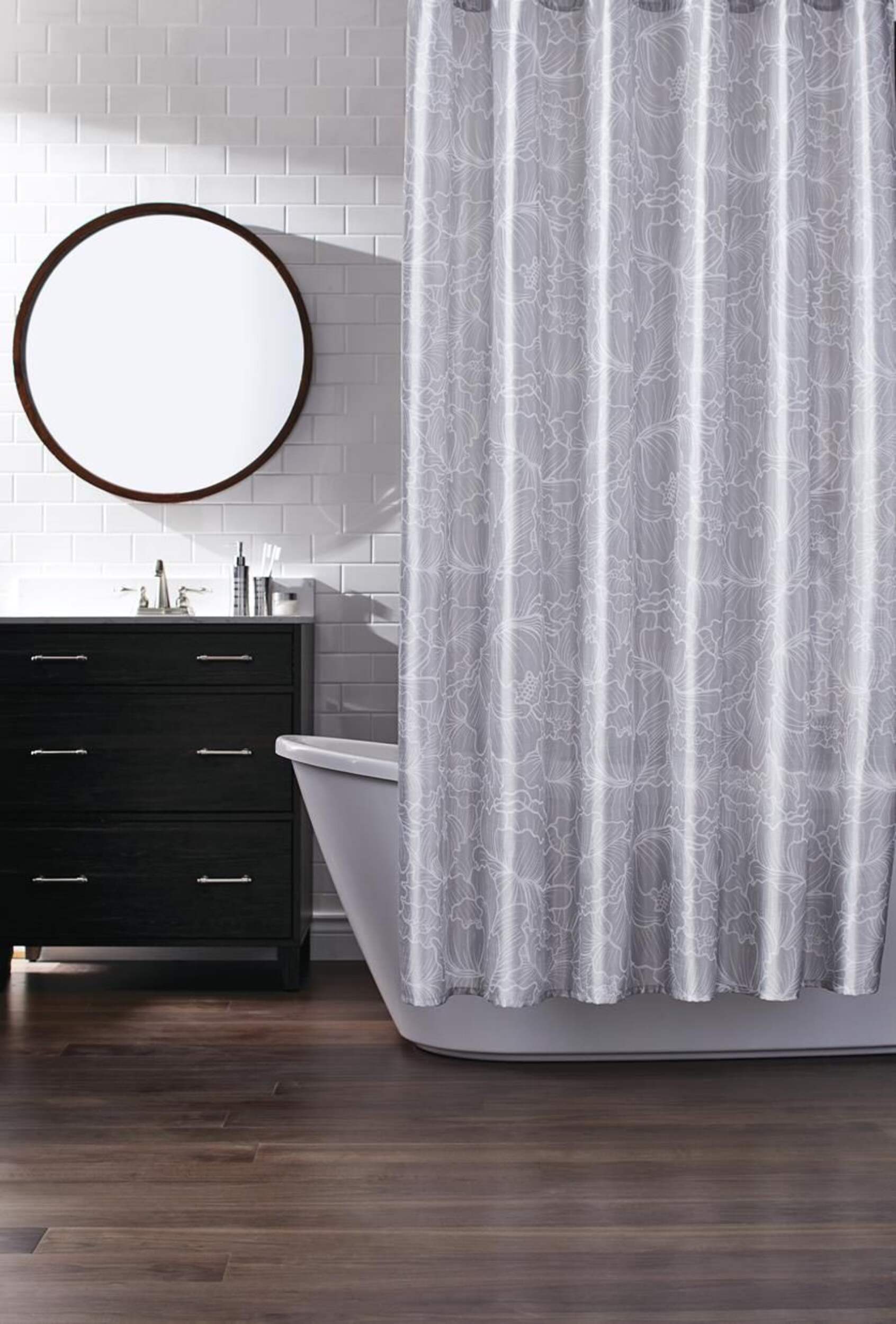 CANVAS Polyester Machine Wash Peonies Shower Curtain, 72-in x 72-in Composite_or_Mixed