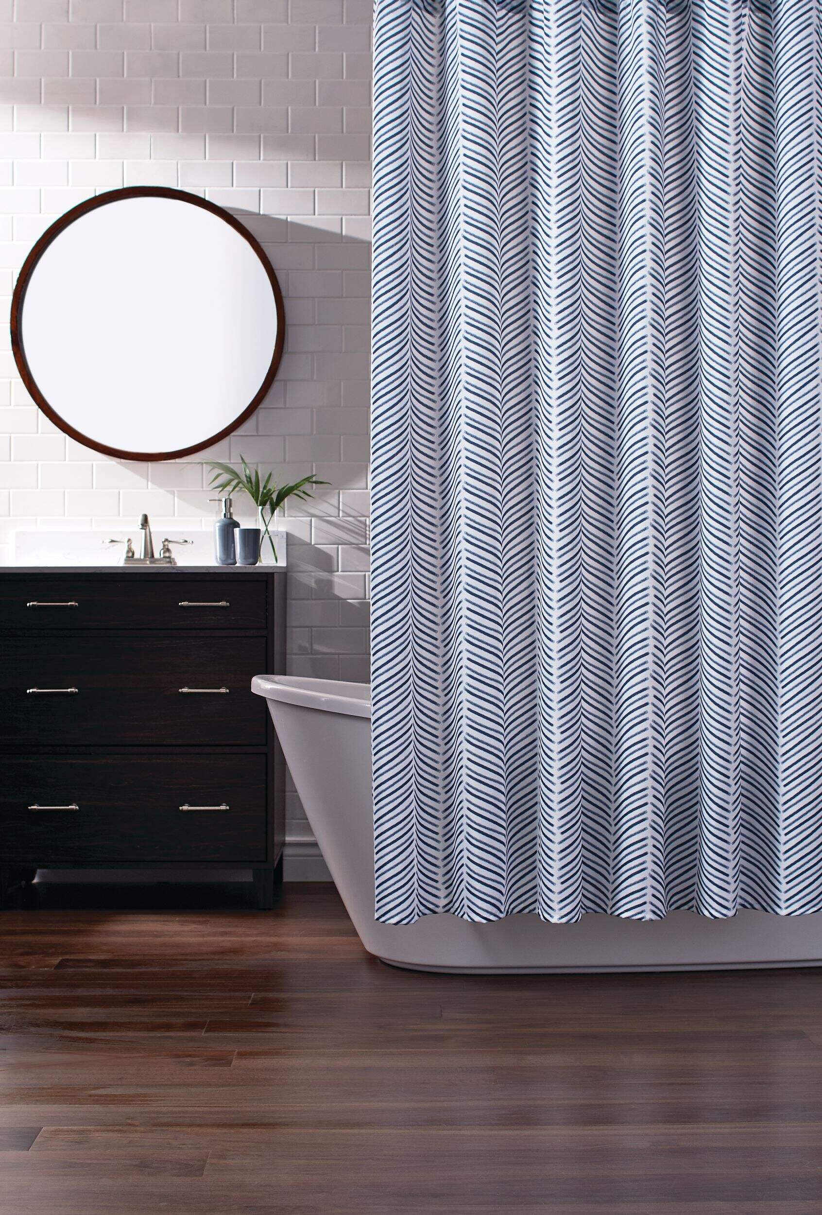 CANVAS Polyester Machine Wash Chevron Shower Curtain, 72-in x 72-in Composite_or_Mixed