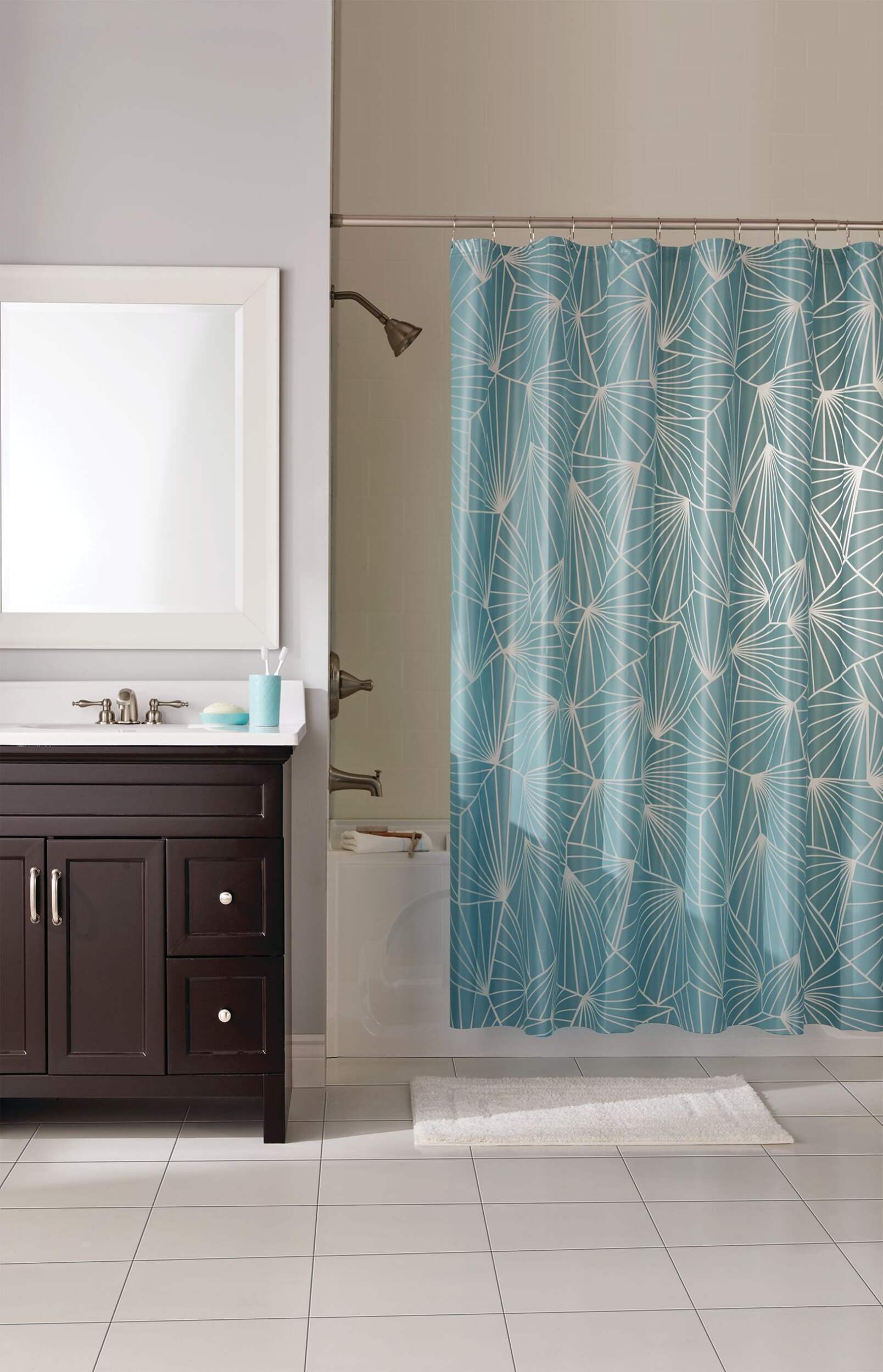 For Living PEVA Diamond Shower Curtain, 72-in x 72-in Composite_or_Mixed