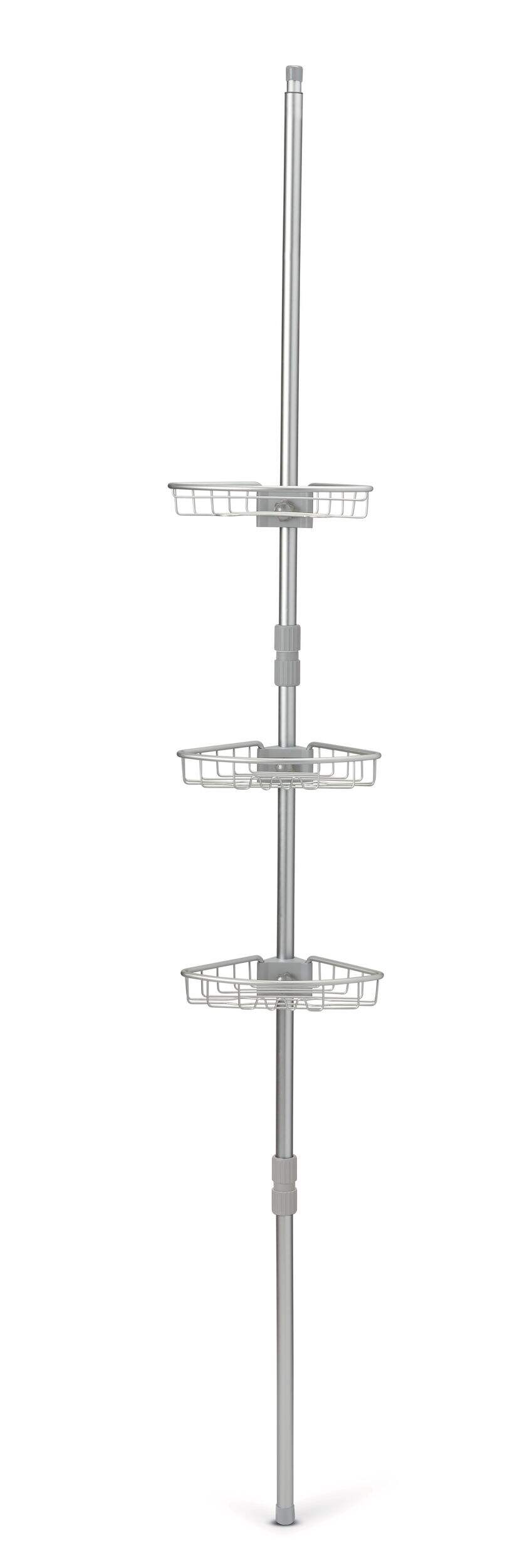 type A Rust-Resistant Adjustable Shelves Tension Pole Shower Caddy with Hooks Front_Flat