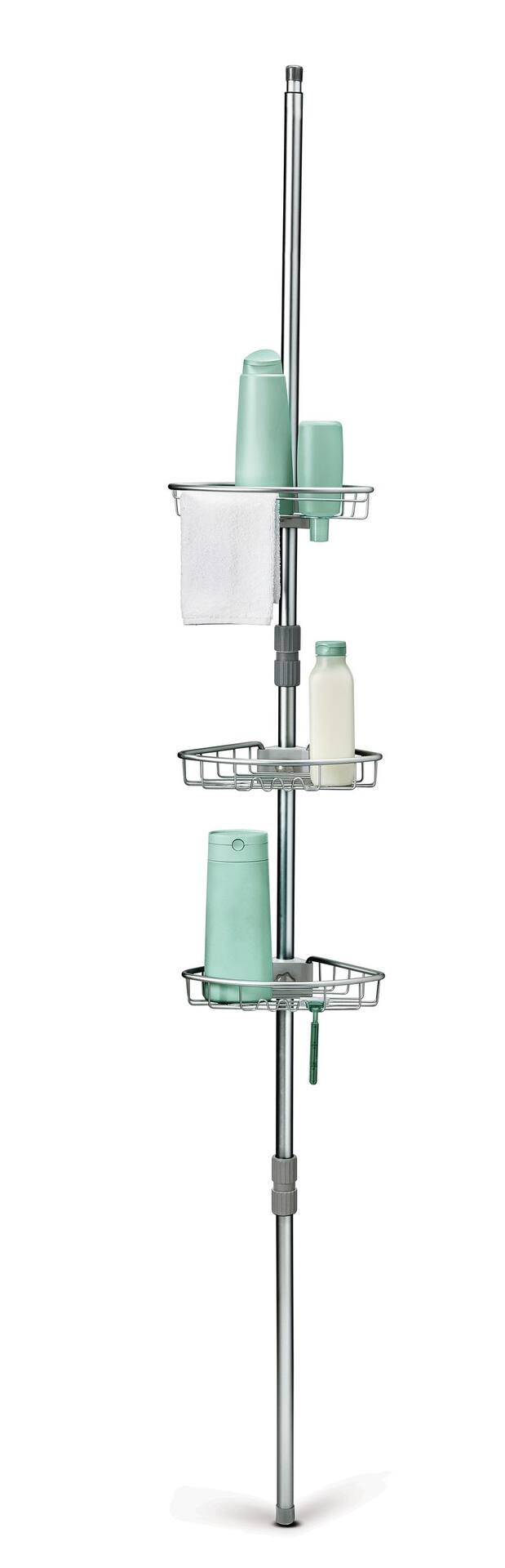 Shower caddy store tension rod