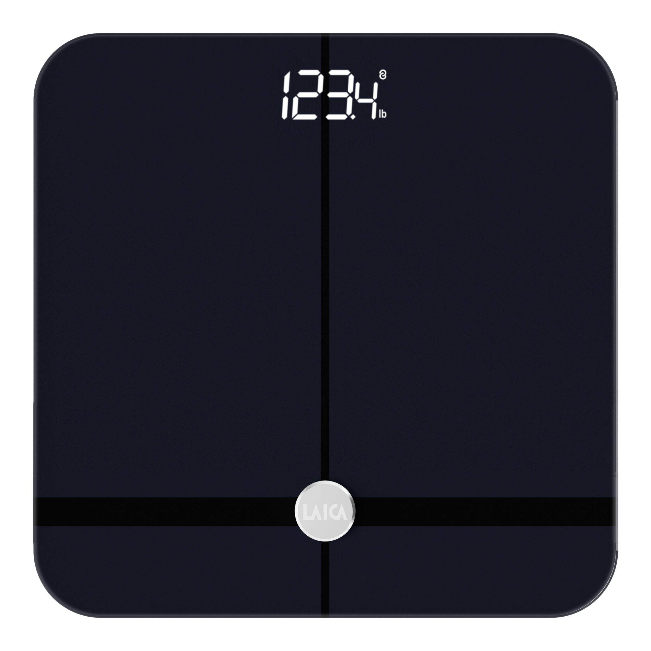 LAICA Digital Smart Bathroom Scale with Bluetooth Technology, Black, 400-lb Overhead_Flat