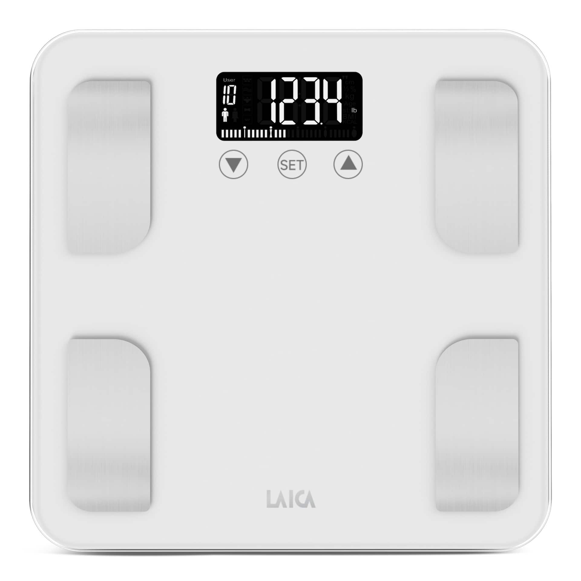 LAICA Digital Body Composition Bathroom Scale, White, 400-lb