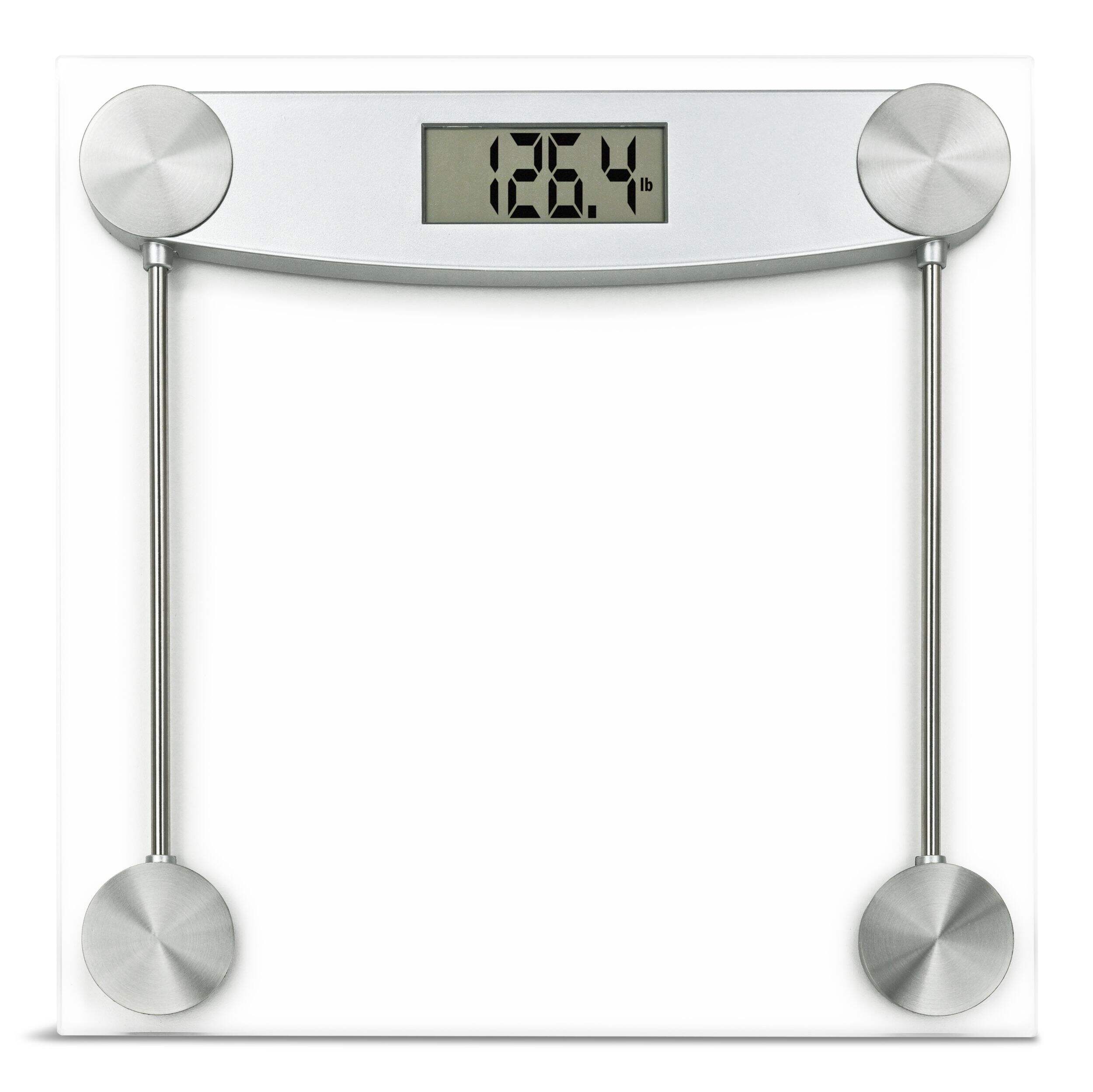 Accuweight Glass Digital Bathroom Scale, 400-lb, Battery Operated Overhead_Flat