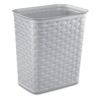 Sterilite Weave Plastic Open Rectangular Wastebasket Trash Can, Grey, 13-L