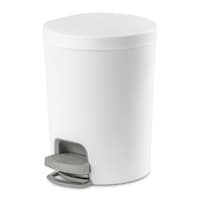 Sterilite Step-On Circular Wastebasket Trash Can with Liner, White, 6.1-L Front_Angled_Left