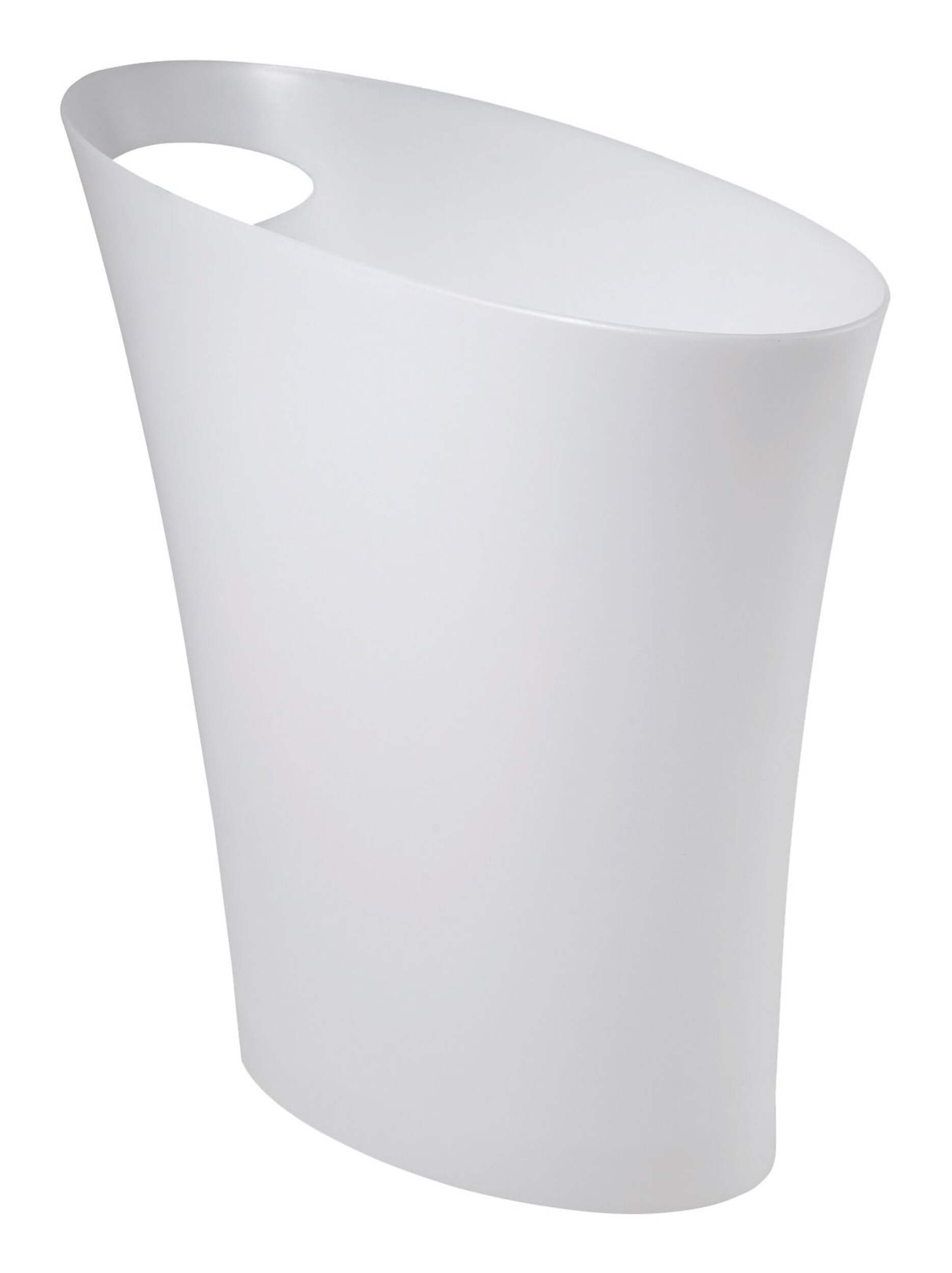 Umbra Slim Plastic Waste Can/Trash Can, White, 7.5-L Front_Angled_Right