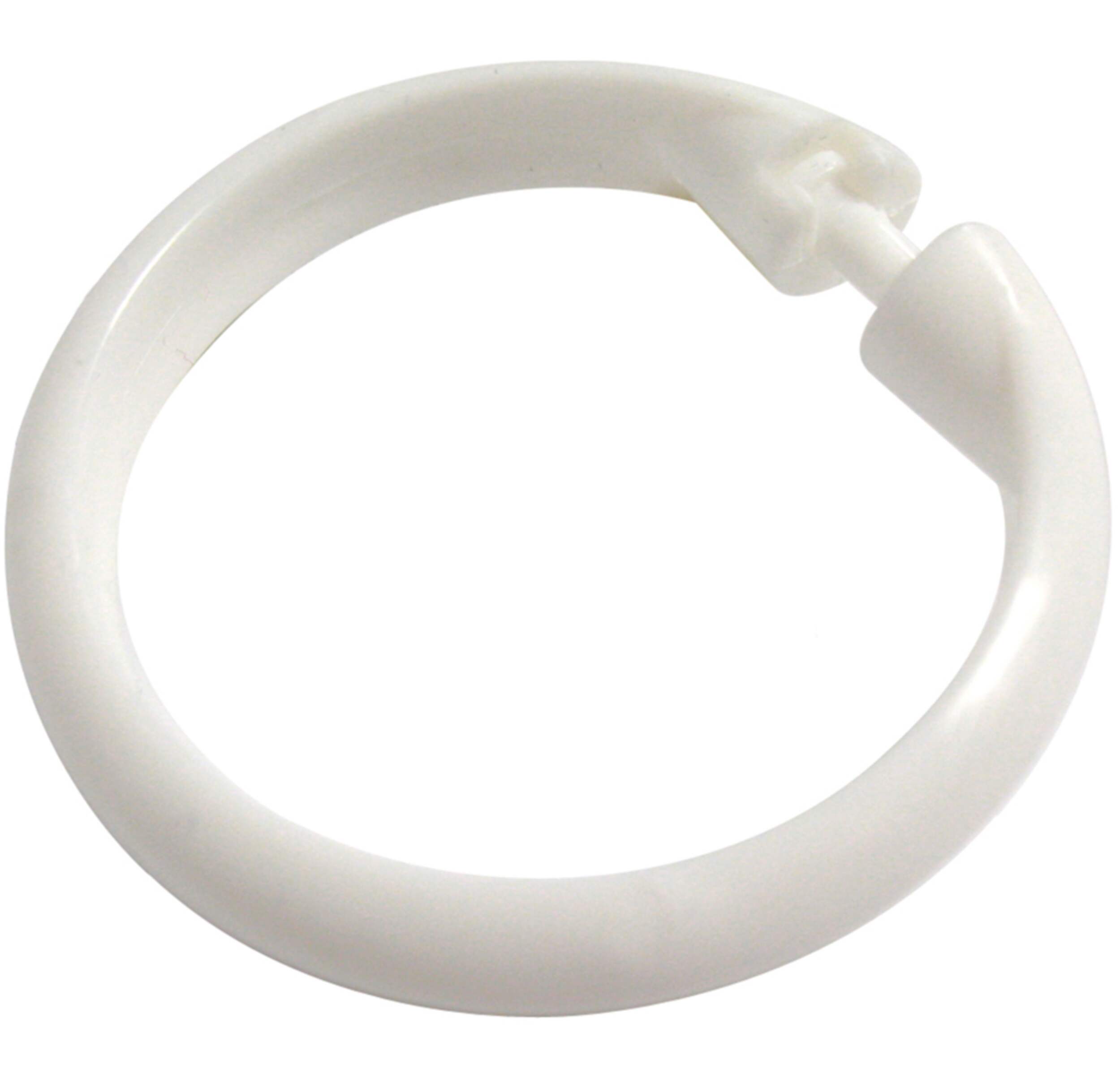 Simplicite Durable Rust-Resistant Shower Curtain Plastic Rings, White, 12-pk Front_Flat