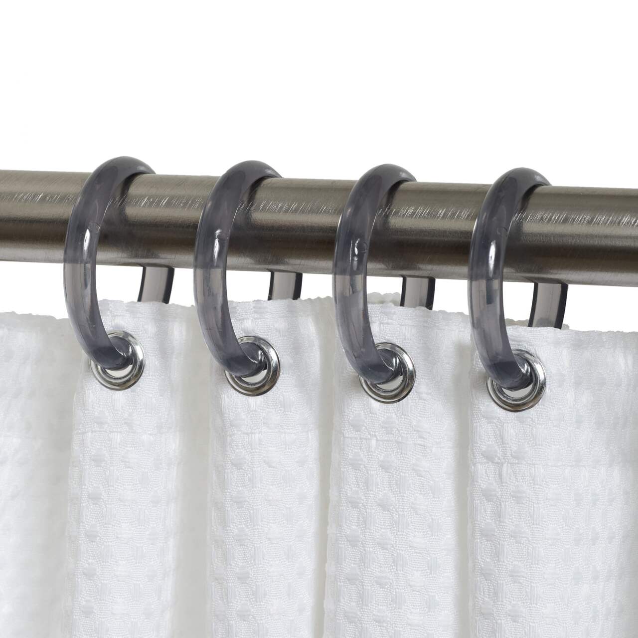 Simplicite Durable Rust-Resistant Shower Curtain Plastic Rings, Chrome,  12-pk
