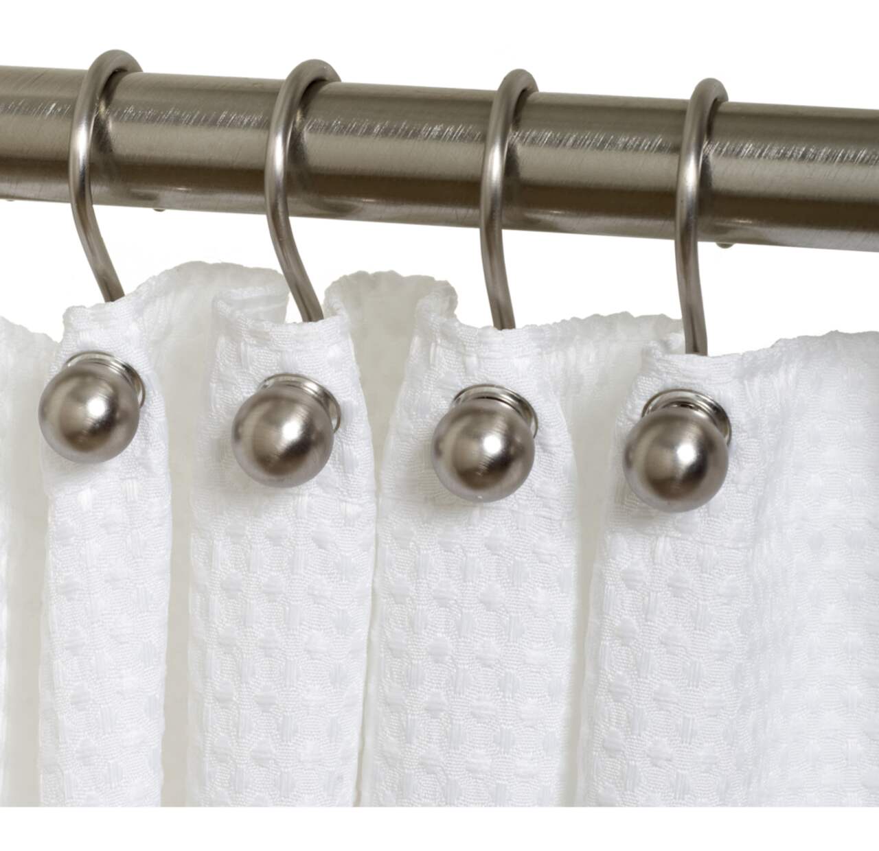 For Living Decorative Ball Rust-Resistant Shower Curtain Metal Hooks,  Brushed Nickel, 12-pk