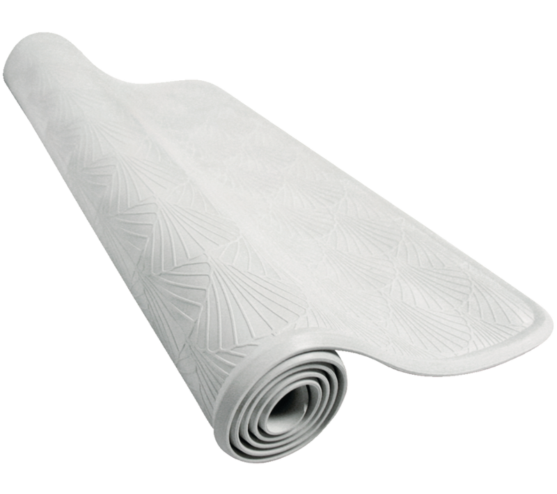 Tapis de bain antidérapant en caoutchouc Simplicité, blanc, 16 x 27 po