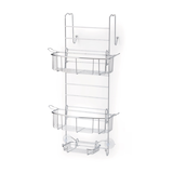 Range-accessoires de porte de douche For Living en acier antirouille&nbsp;2 tablettes réglables avec crochets, 22,75 x 12,25 x 9&nbsp;po Front_Angled_Right