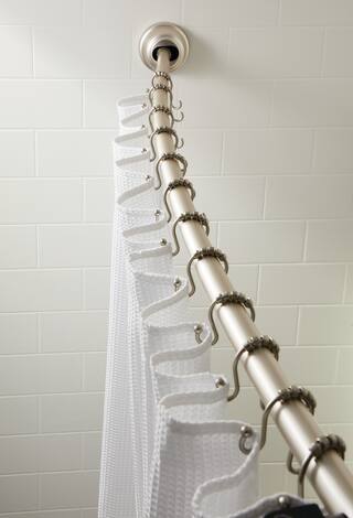 Curved Aluminum Dual Mount Shower Rod, Do You Need A Bigger Shower Curtain For Curved Rodents