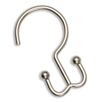 For Living Shower Curtain Double Hook, Nickel, 12-pk