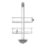 Simplehuman Medium Adjustable Shower Caddy, Stainless Steel and Anodized Aluminum Front_Flat