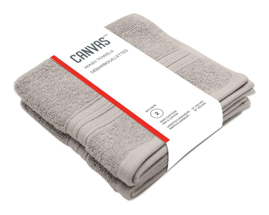 CANVAS Performance Cotton Absorbent Wash Towels Hand Towels, Assorted  Colours, 13 x 13-in, 2-pk Canadian Tire