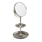CANVAS Magnifying Round Bathroom/Vanity Mirror Nickel Finish Front_Angled_Right