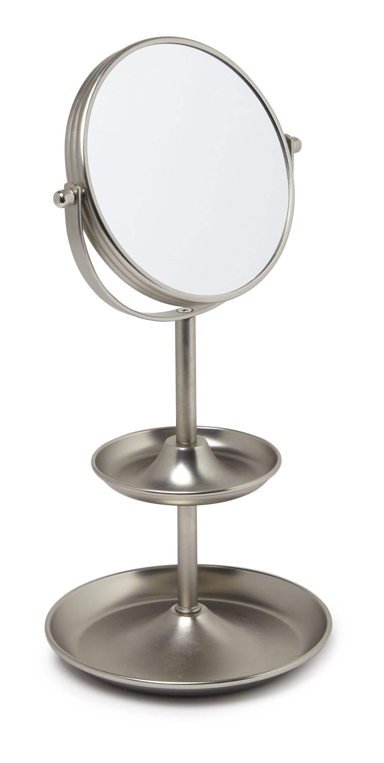 CANVAS Magnifying Round Bathroom/Vanity Mirror Nickel Finish Front_Angled_Right