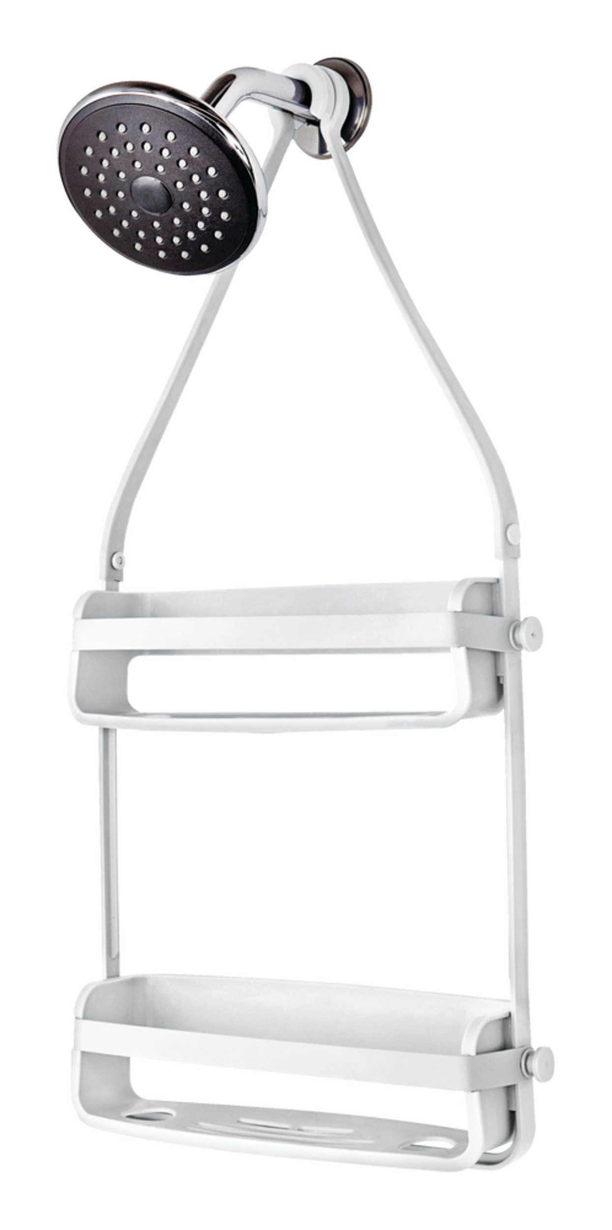 Umbra Flex Rust-Resistant Mountable Shower Caddy with Hook, White Front_Angled_Left