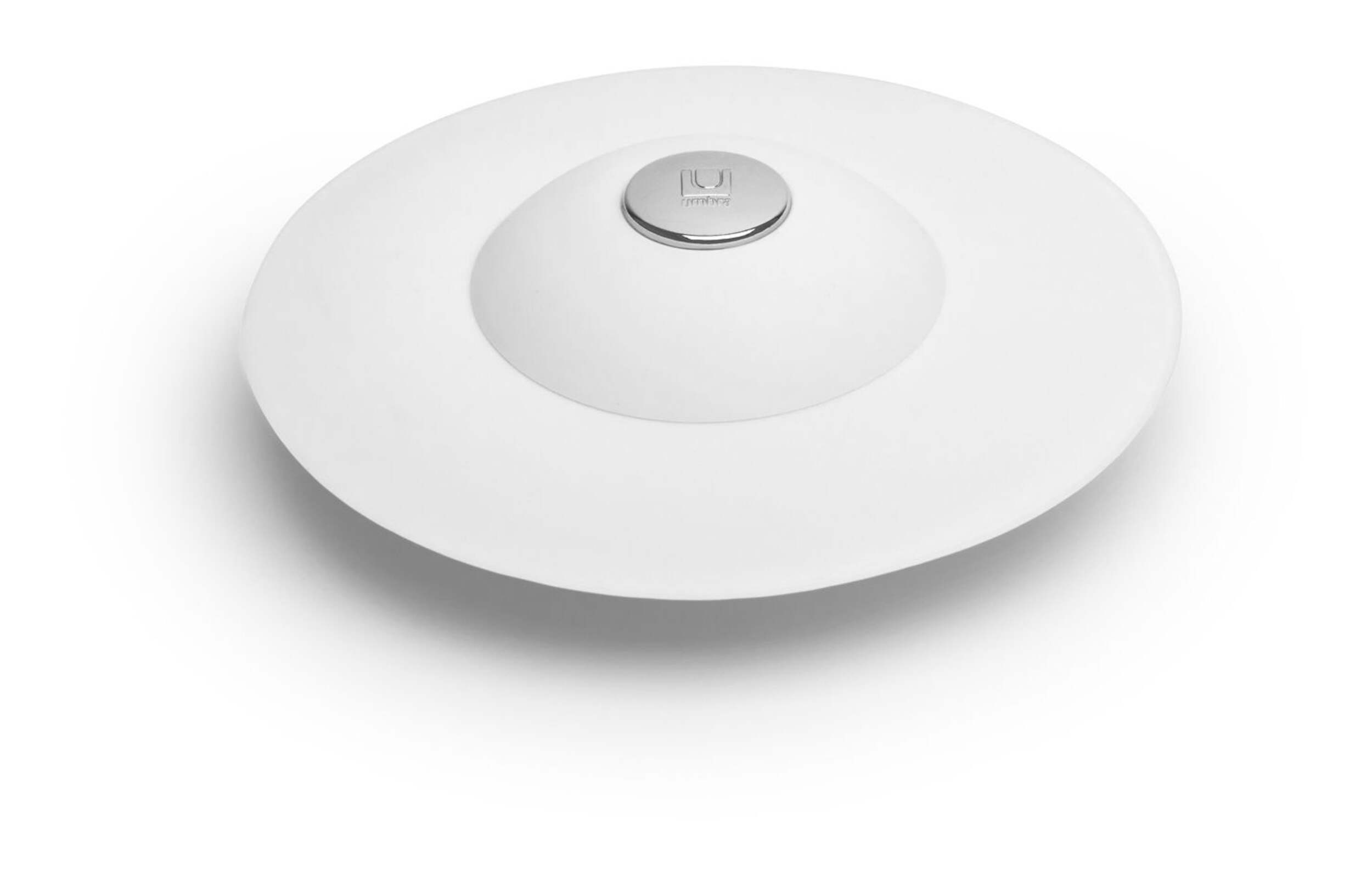 Umber Flex Drain Stopper & Hair Catcher, White Front_Elevated