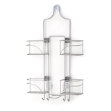 Range-accessoires de douche For Living résistant à la rouille avec panier et crochet, nickel Front_Three_Fourths_Angled_Left