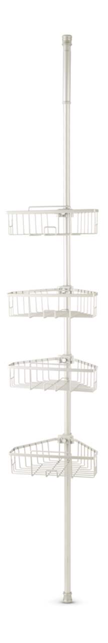 For Living Rust-Resistant Adjustable Basket Tension Pole Shower Caddy,  Nickel, 108-in x 11-in x 9-in