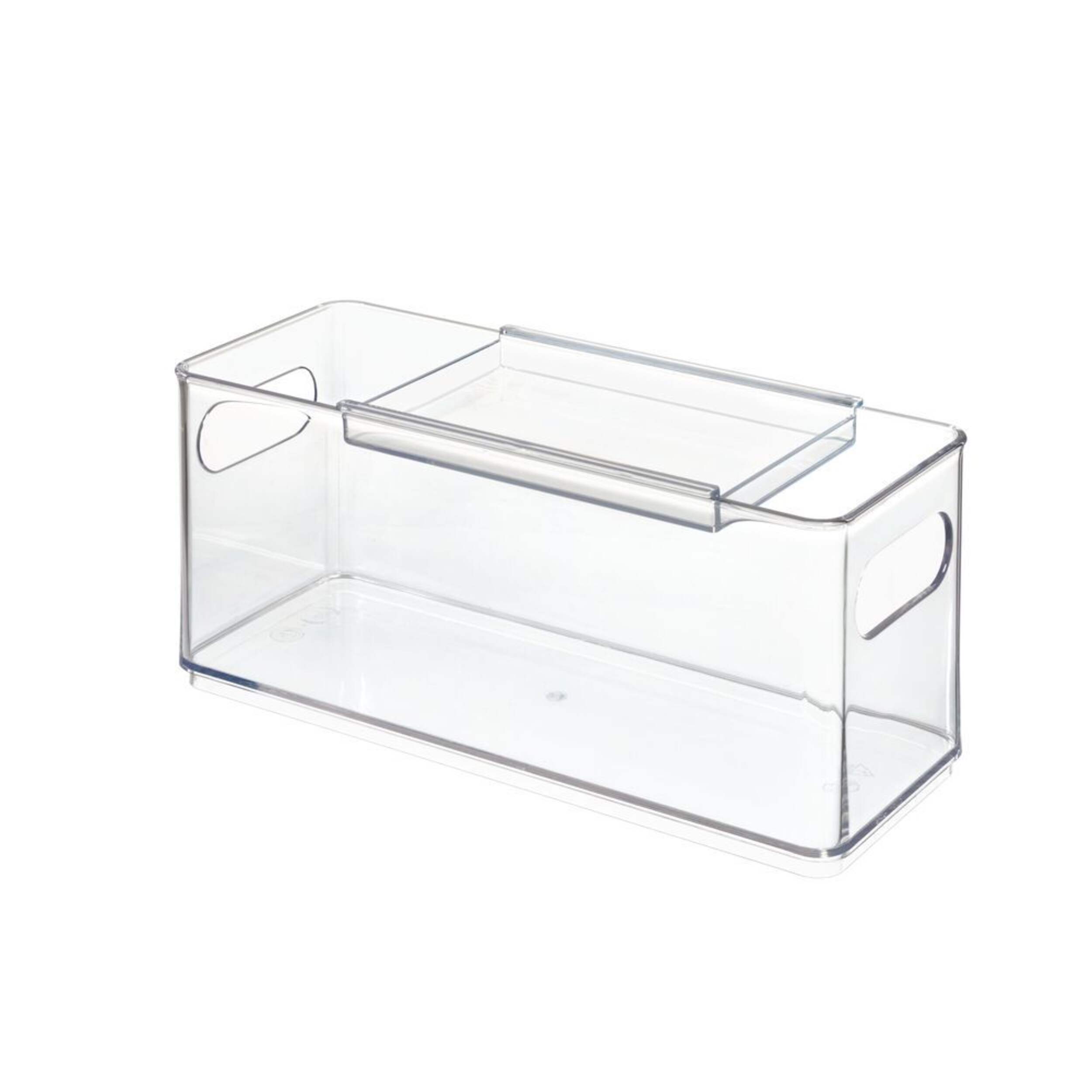 Contenant The Home Edit par iDesign, accessoires cheveux avec plateau coulissant Front_Angled_Left