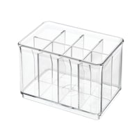 Bac de rangement empilable peu profond The Home Edit par iDESIGN, transparent, court, 0,5 L Front_Angled_Left