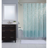 For Living Green Leaves PEVA Shower Curtain Front_Flat