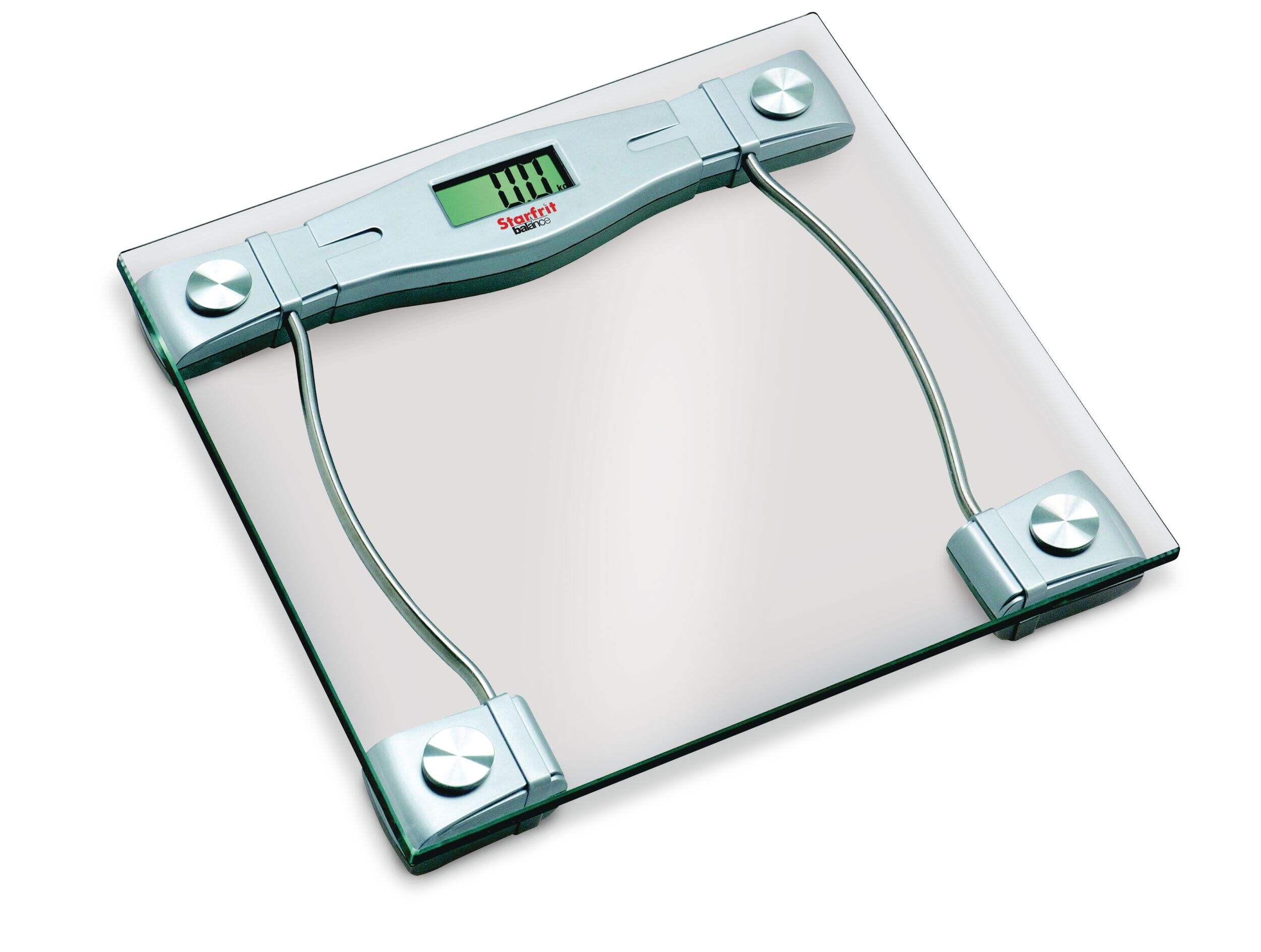 Starfrit Balance Electronic Glass Bathroom Scale/Weight Scale, Silver Overhead_Plunge