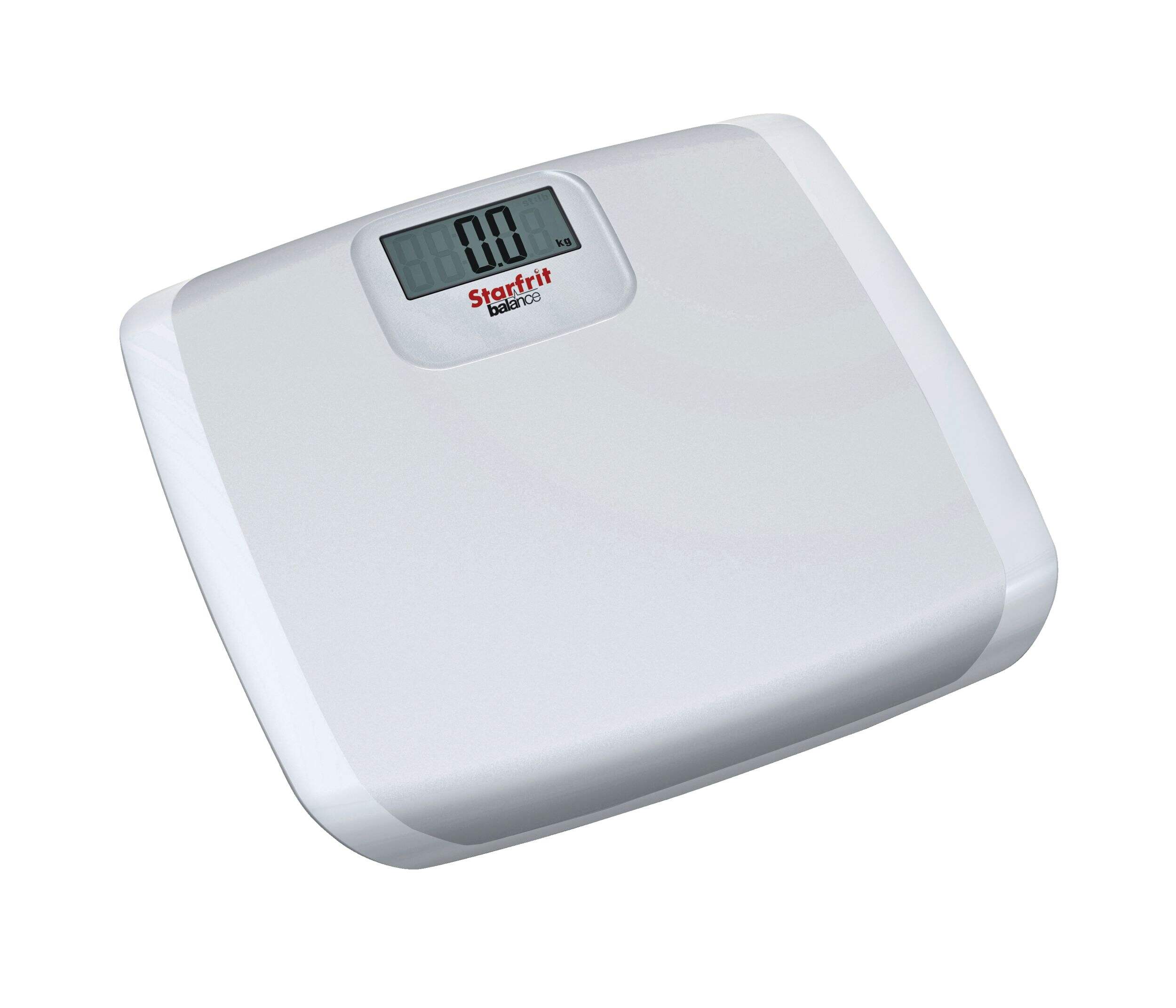 Starfrit Balance Digital LCD Display, High Capacity Bathroom Scale/Weight Scale, White Front_Angled_Right