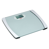Starfrit Balance Digital LCD Display, Wide Electronic Glass Bathroom Scale/Weight Scale, White Front_Angled_Right