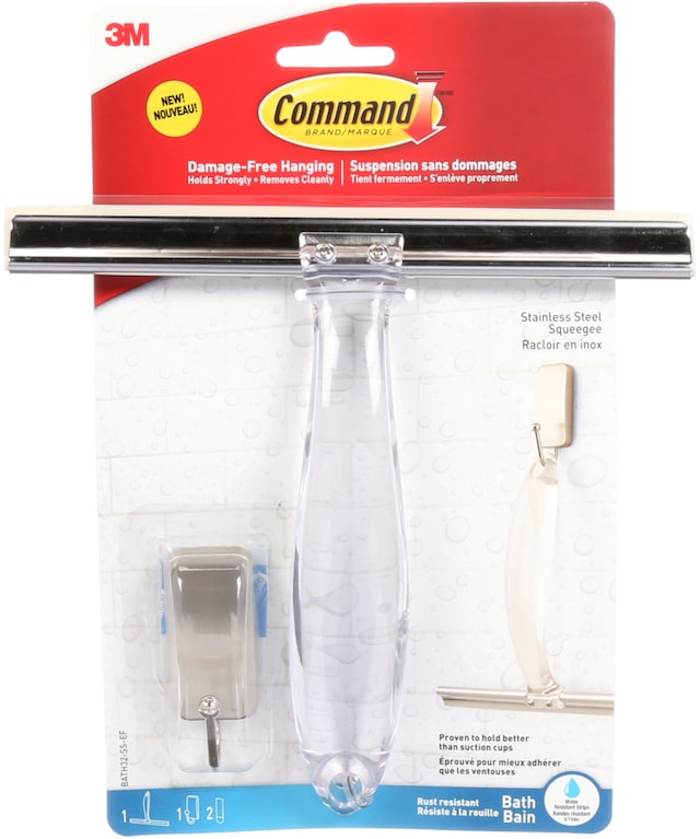 3M Command Stainless Steel Squeegee & Satin Nickel Hook Canadian Tire