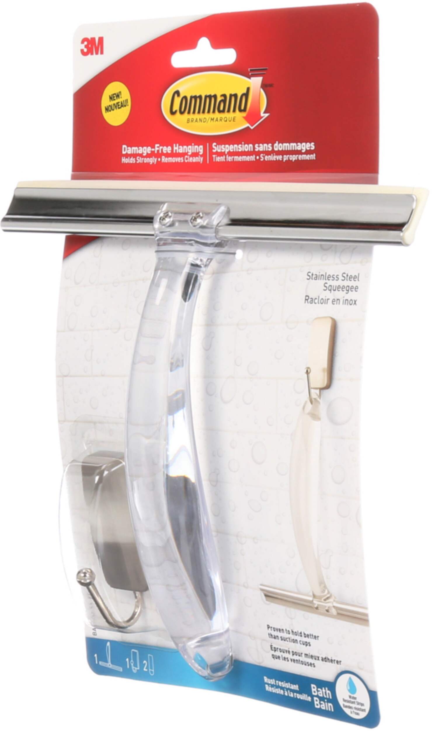 3M Command Stainless Steel Squeegee & Satin Nickel Hook Canadian Tire