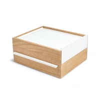 Umbra Stowit Jewelry Box, White/Natural Front_Three_Fourths_Angled_Left