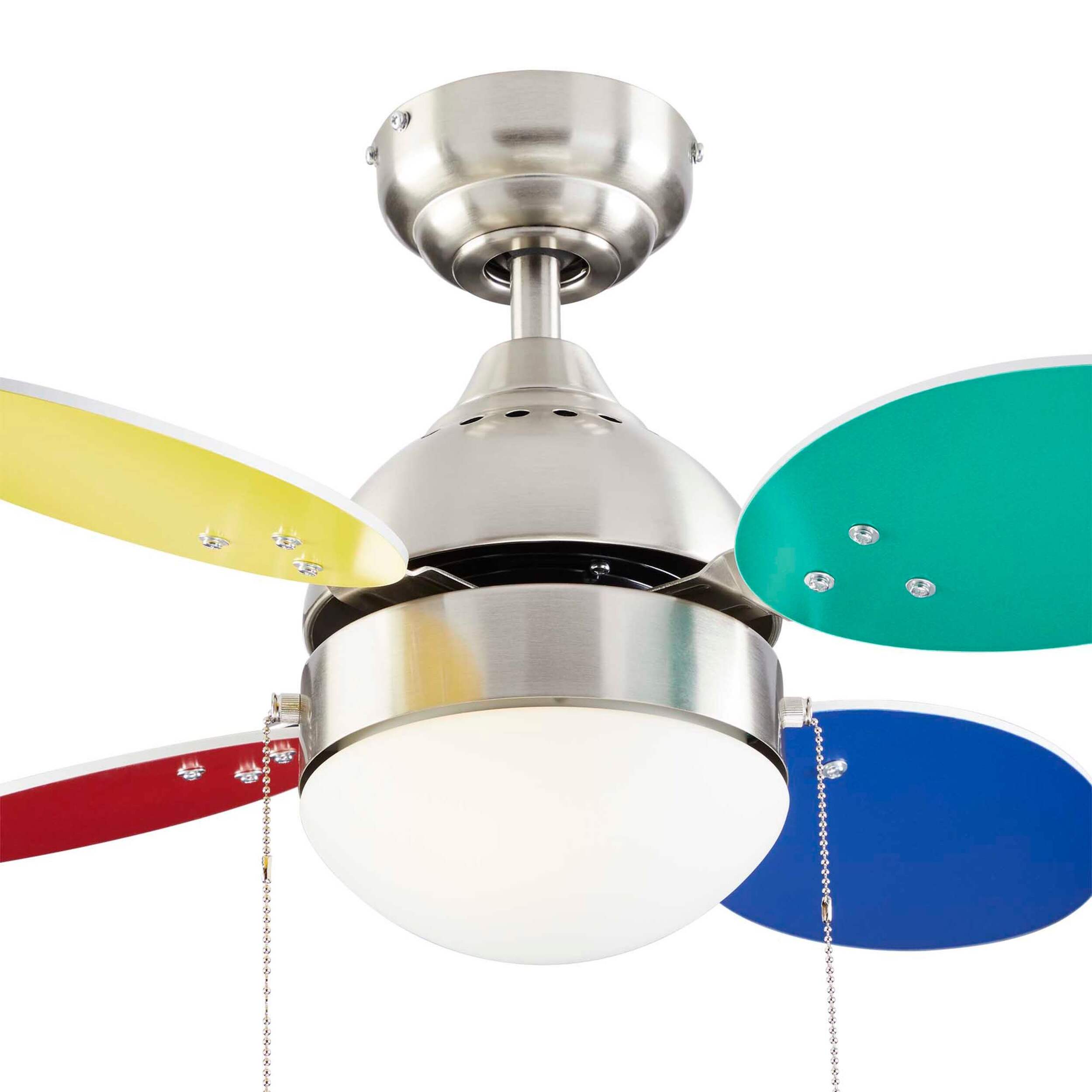 NOMA Ollie Reversible 4-Blade 3-Speed Ceiling Fan with Lighting, 30-in, Multi-Coloured CloseUp