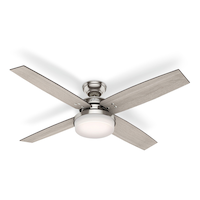 Hunter 52" 4-Reversible Blade 3-Speed Ceiling Fan with Lighting and Remote, Light Grey Oak/Grey Walnut Bottom_Plunge