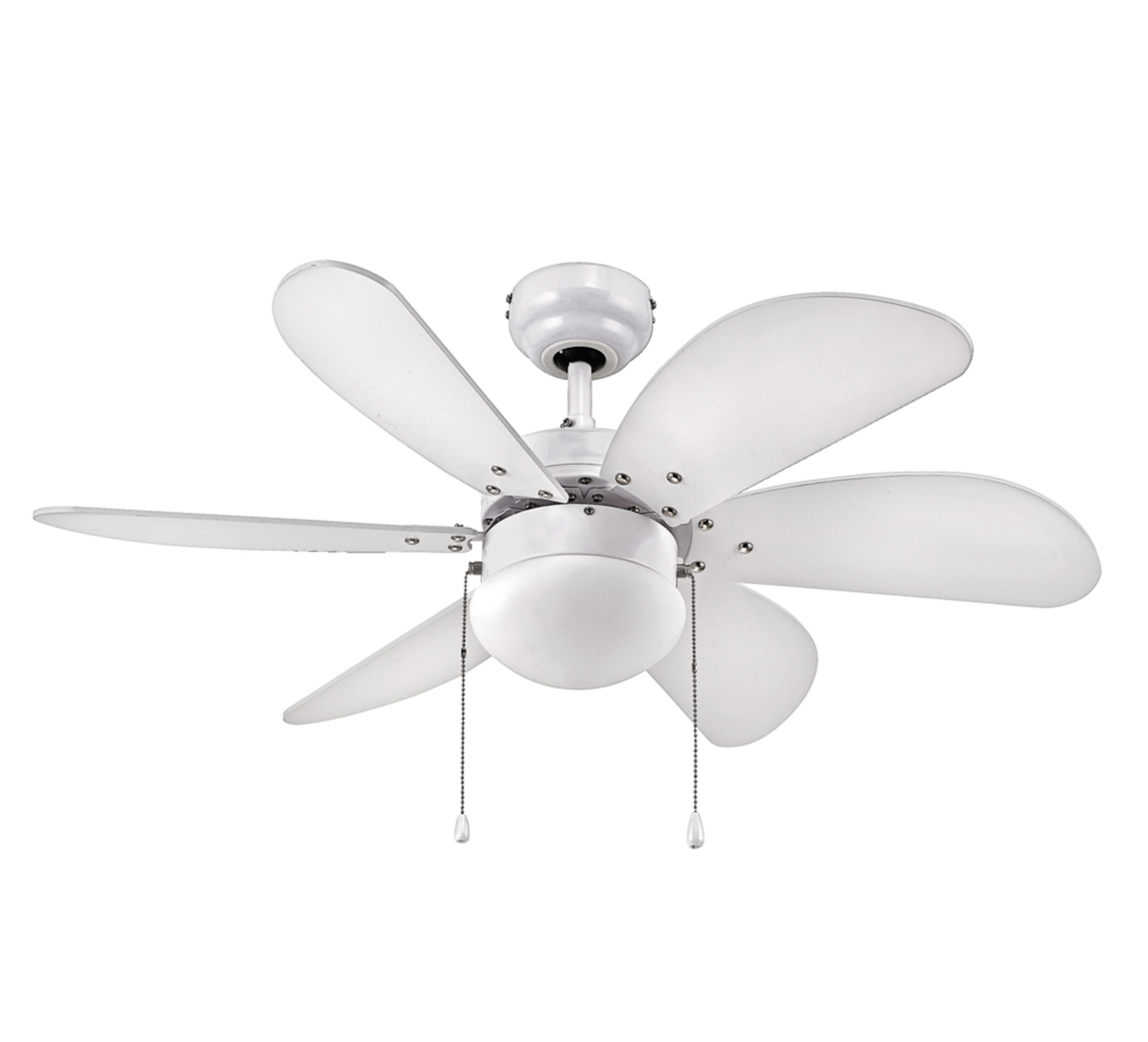 For Living Nordica Reversible 6-Blade Ceiling Fan with Lighting, 36-in, White Bottom_Plunge