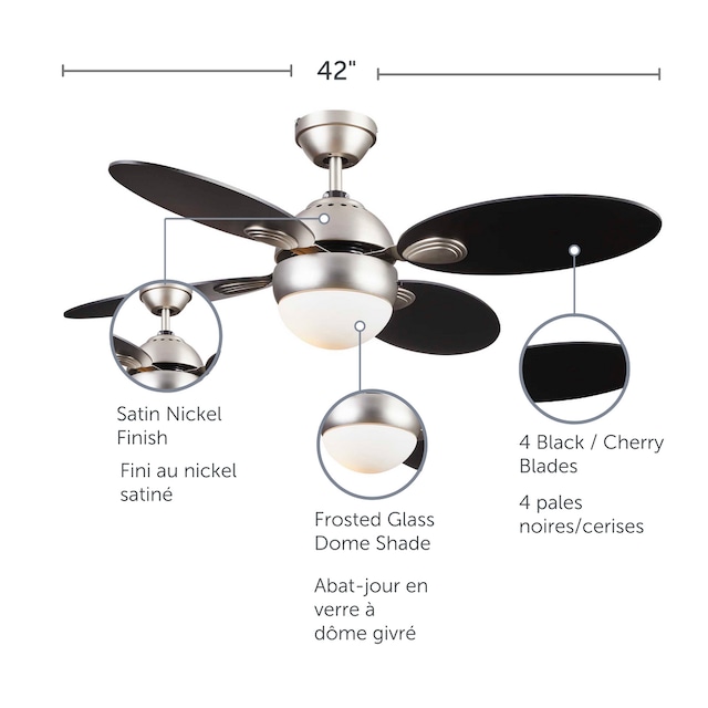 NOMA Scandinavian Reversible 4Blade 3Speed Ceiling Fan with Lighting