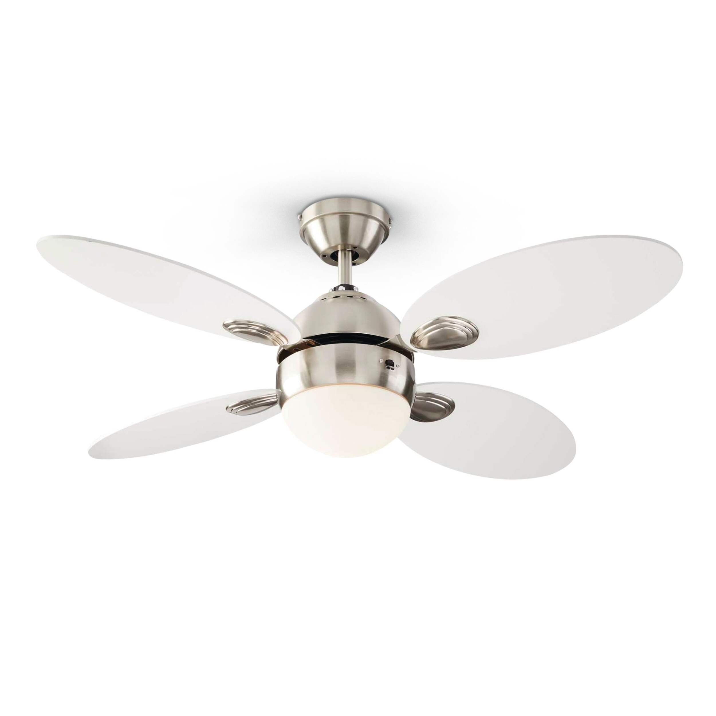 NOMA Scandinavian 4-Blade 3-Speed Ceiling Fan with Lighting & Remote, 42-in, White Bottom_Plunge