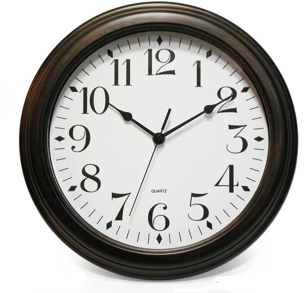 For Living Round Wood Frame Wall Clock, Distressed Bronze, 12-in ...