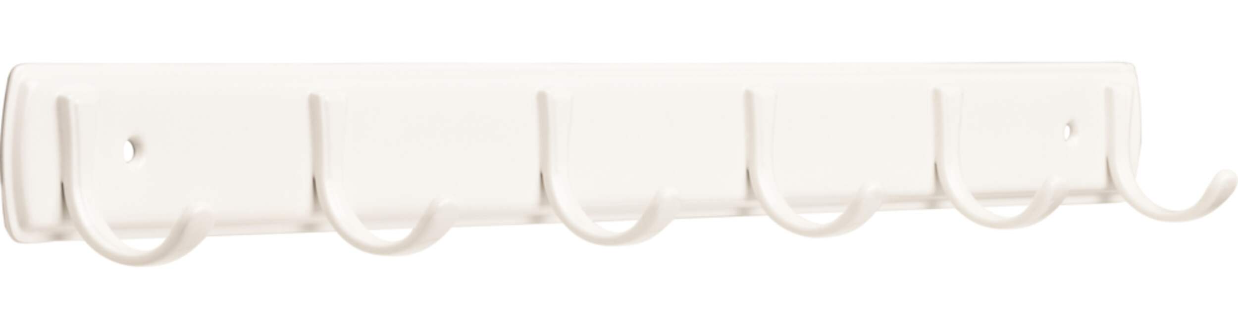 Peerless Steel 6-Hook Rail, White, 19-in Front_Angled_Right