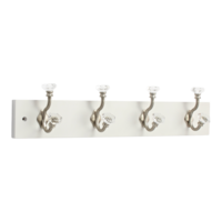 Barre à 4 crochets CANVAS, facettes en acrylique, blanc et satiné, 18 po Front_Angled_Right