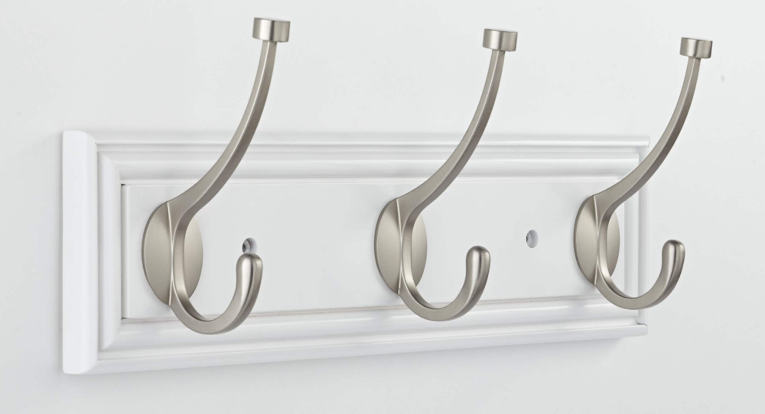 CANVAS Galena Stainless Steel 3-Hook Rail, White, 16-in Front_Angled_Right