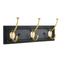 CANVAS Galena Stainless Steel 3-Hook Rail, Black/Brass, 16-in Front_Three_Fourths_Angled_Right