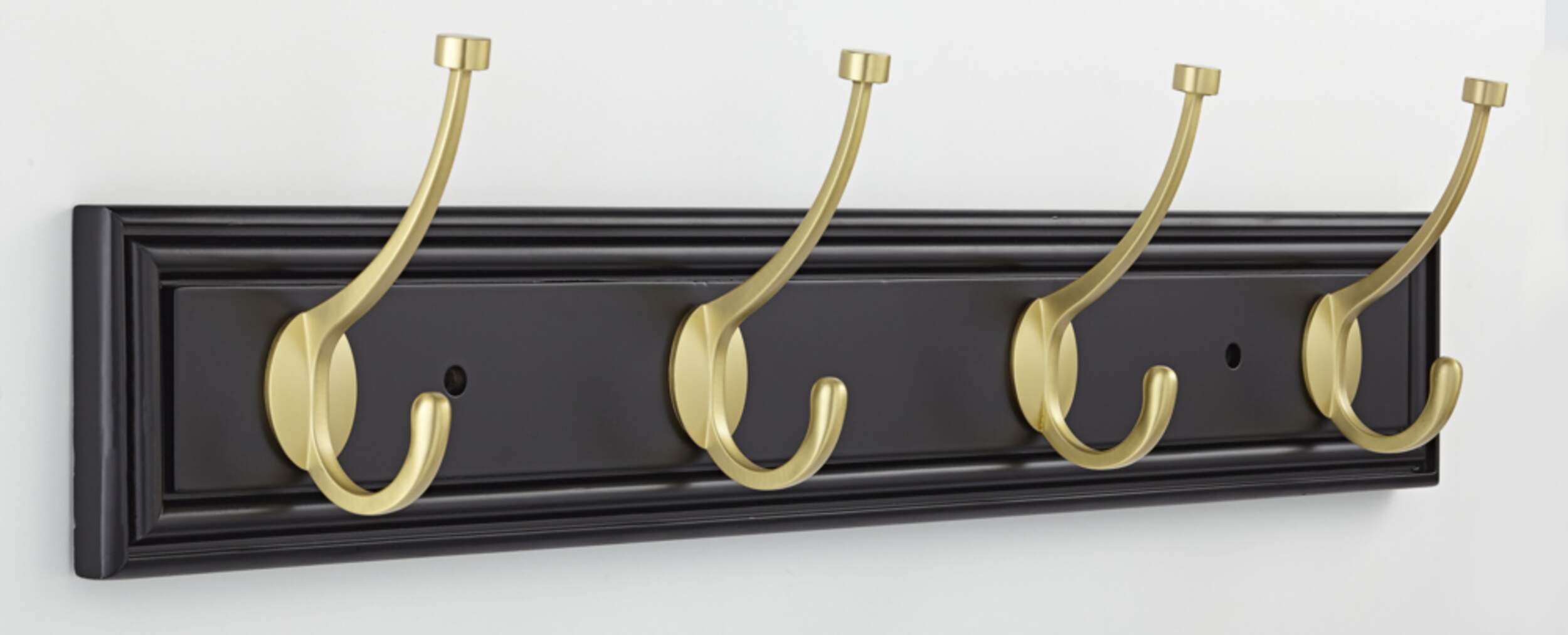 CANVAS Galena Stainless Steel 4-Hook Pill Top Rail, Black/Brass, 27-in Front_Angled_Right