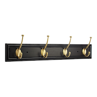 CANVAS Galena Stainless Steel 4-Hook Pill Top Rail, Black/Brass, 27-in